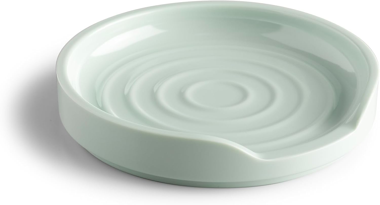 Zeal Circular Spoon Rest, Melamine Utensil Holder Rest, Tea Bag Tidy Dish, Durable Melamine, 12cm (Sage Green)