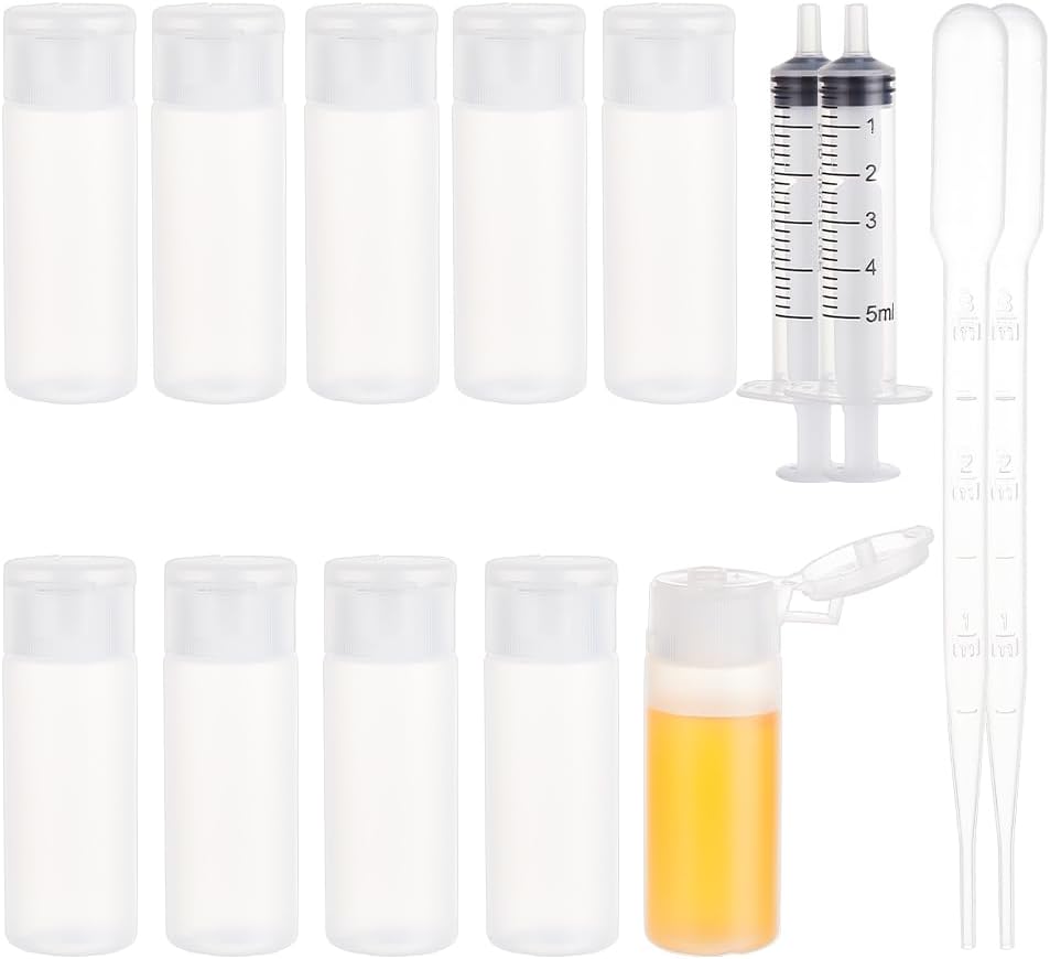 BENECREAT 10 Pack 12ml Small Plastic Flip Cap Sample Bottle Empty Refillable Travel Bottles for Makeup Cosmetic Toiletries Product