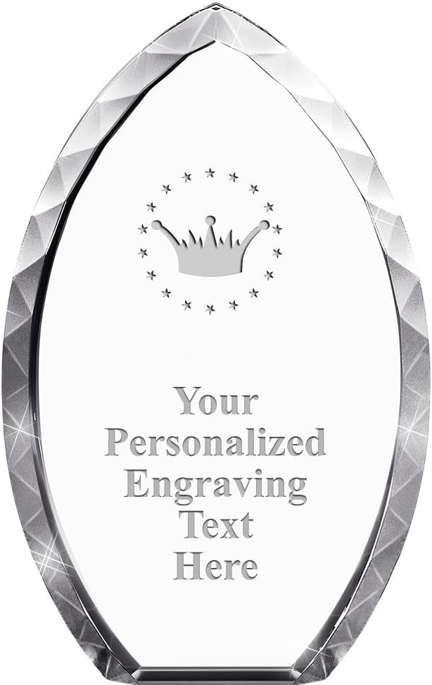 Crown Awards Personalized 9" Engraved Tear Drop Crystal Award