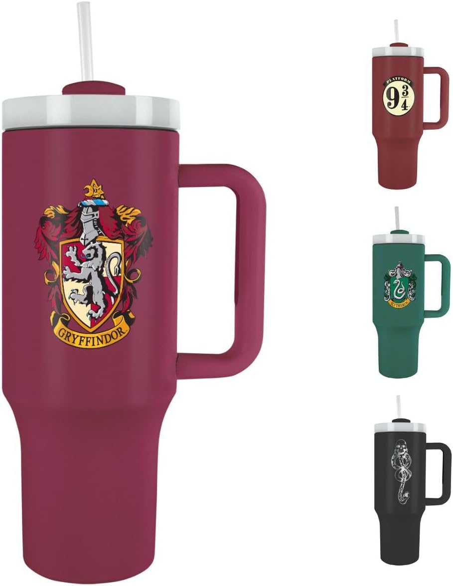 Pyramid International Harry Potter Gryffindor 40oz/1200ML Tumbler with Straw and Lid, Advanced Double-Wall Vacuum Insulation, Keeps Beverages Cold Up to 11 Hours, Hot Up to 7 Hours, BPA-Free