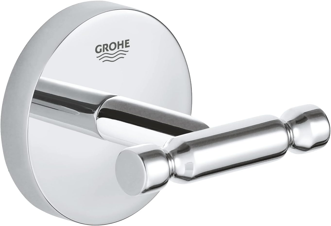 GROHE Start Cosmopolitan QuickFix Robe Hook (Metal, Concealed Fastening, Including Screws and Dowels, Extra Easy to Fit QuickGlue), Size 55 mm, Chrome, 41168000