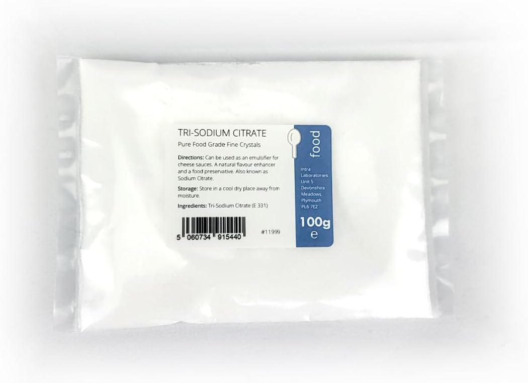 Intralabs Sodium Citrate 100g - Salt Buffer, Vegan, Preservatitve, Gluten Free, GMO Free - Premium Quality TriSodium Citrate