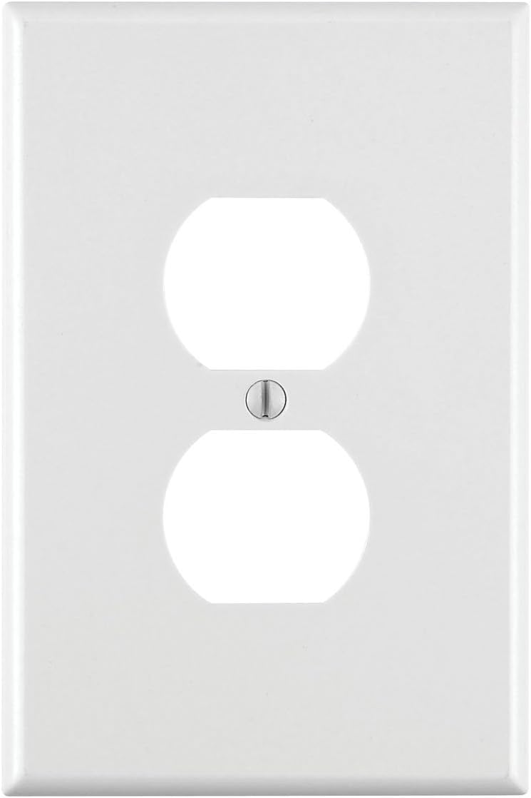 Leviton 1-Gang Duplex Device Receptacle Wallplate, Oversized, Thermoset, Device Mount, 88103, White