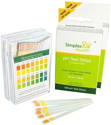 [Double Pack 200 Strips] Simplex Health pH Test Strips pH 4.5 - pH 9.0 for Urine and Saliva with Dual Pad