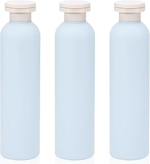 3Pcs 8.8oz Flip Top Squeeze Bottles,Reusable and Refillable Leak Proof Travel Bottles,For Lotions,Facial Creams,Shampoos,Hair Conditioner (Blue)