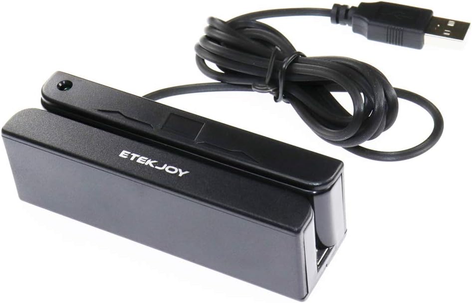 ETEKJOY USB 3-Track Magnetic Stripe Card Reader POS Credit Card Reader Swiper MagStripe Swipe Card Reader ET-MSR90