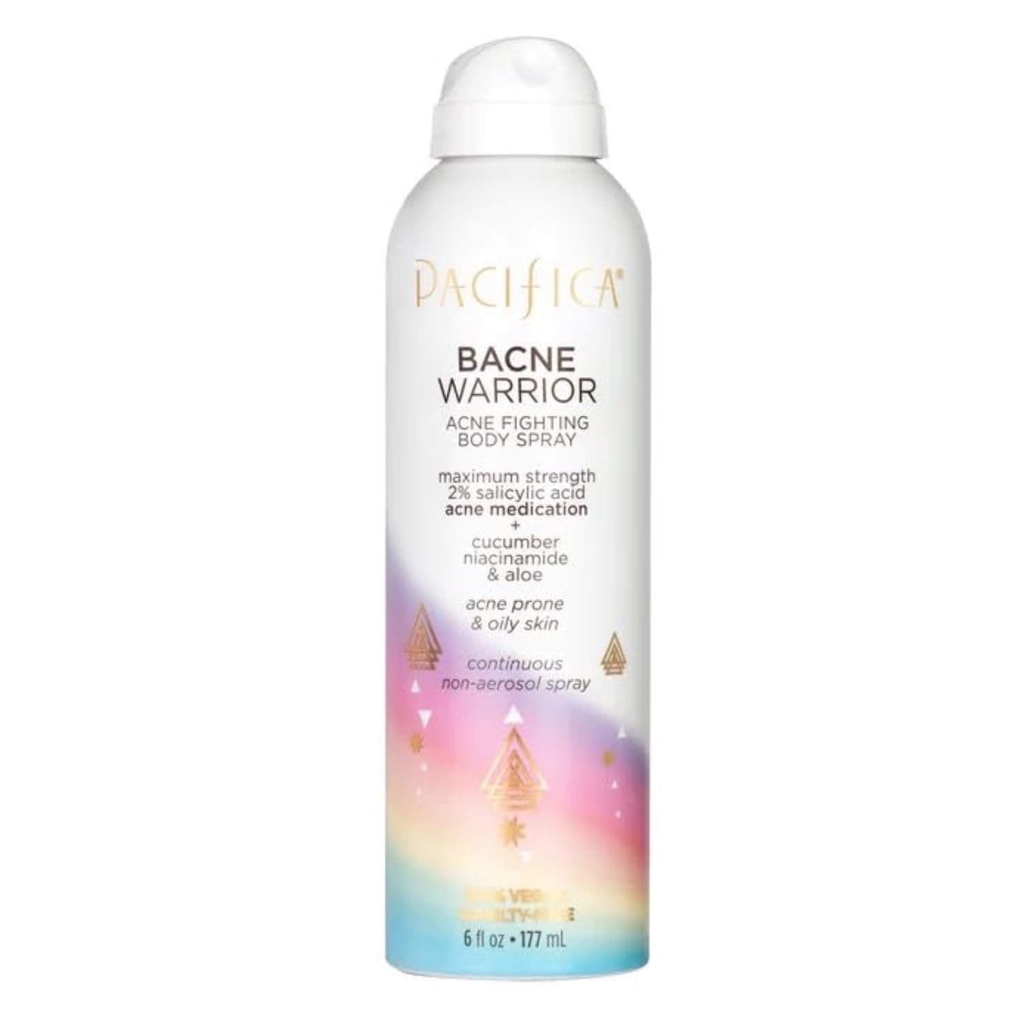 Pacifica Bacne Acne Cleanser Spray - Bacne Warrior - Body Spray for Acne Treatment - w/ 2% Salicylic Acid Niacinamide & Aloe - for Body, Chest & Back Acne for Teens & Adults Vegan Dermatologist Tested