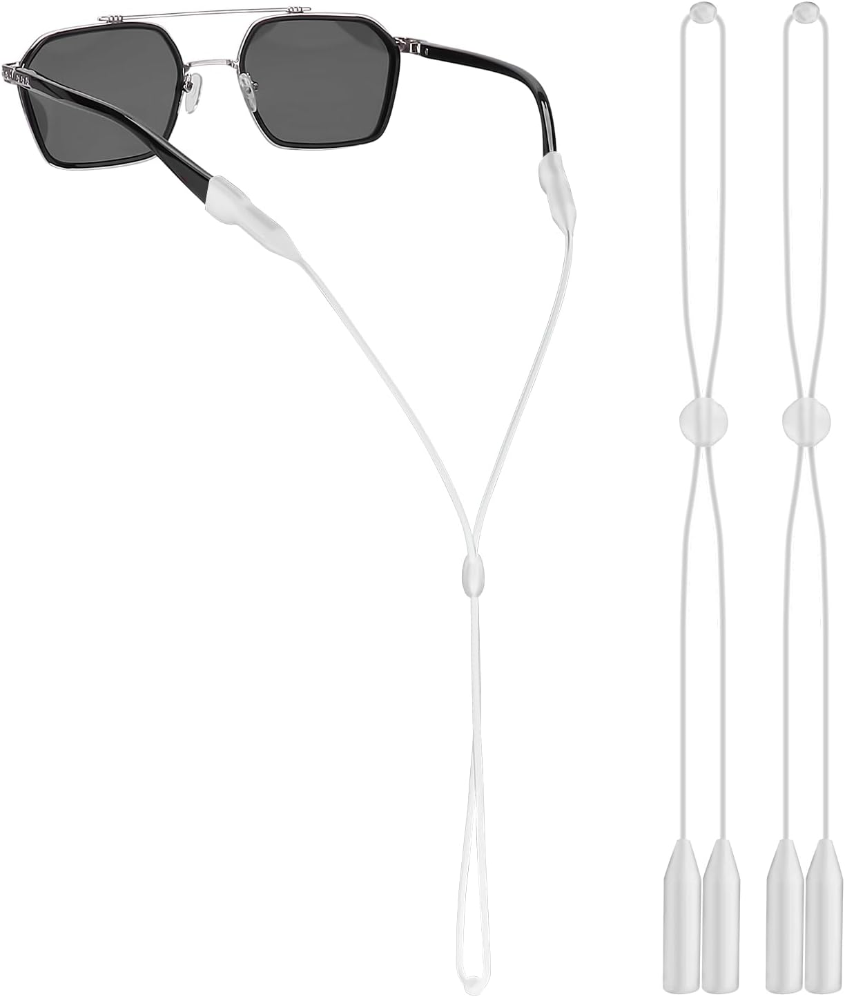 Eye Glasses Holder Strap Cords for Men Women Kids Eyeglass Holders Around Neck Eyewear String Lanyard Retainer 2 PCS (White1)