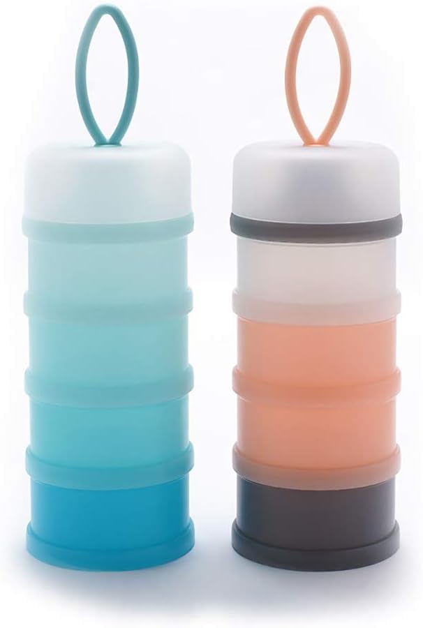 Queta 2pcs Baby Milk Powder Dispenser 480ml Twist-Lock Stackable On-The-Go BPA Free Milk Powder Dispenser & Snack Storage Container/Grain/Food/Fruit/Snacks