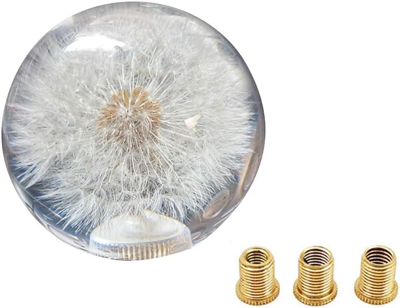 Sakali Gear Shift Knob Crystal Ball with Dandelions Flowers Car Shift Knobs Gear Shifter Knob with 3 Adapters fit for Most Manual Transmission or Automatic Transmission Without Lock Button