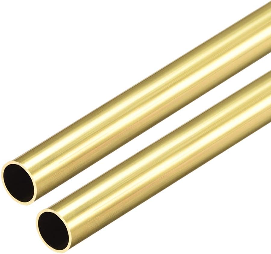 uxcell Brass Round Tube, 300mm Length 8.5mm OD 0.5mm Wall Thickness, Seamless Straight Pipe Tubing 2 Pcs