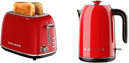 Galanz Retro Breakfast Set, Galanz 1.7 L Retro Electric Kettle and 2-Slice Toaster (1.5" Extra Wide Slots)