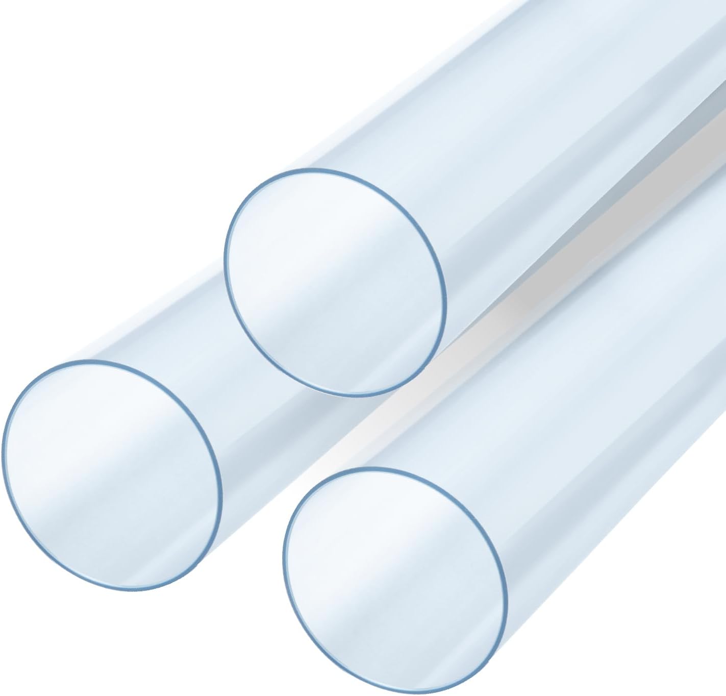 POWERTEC Clear PVC Pipe 2-1/2" x 36" Long, 3PK Rigid Plastic Tubing, Round Tube Compatible w/Dust Collection Fitting, for Woodworking Tool, Dust Collection System, Toy Cars and Bird Feeder (70176-P3)