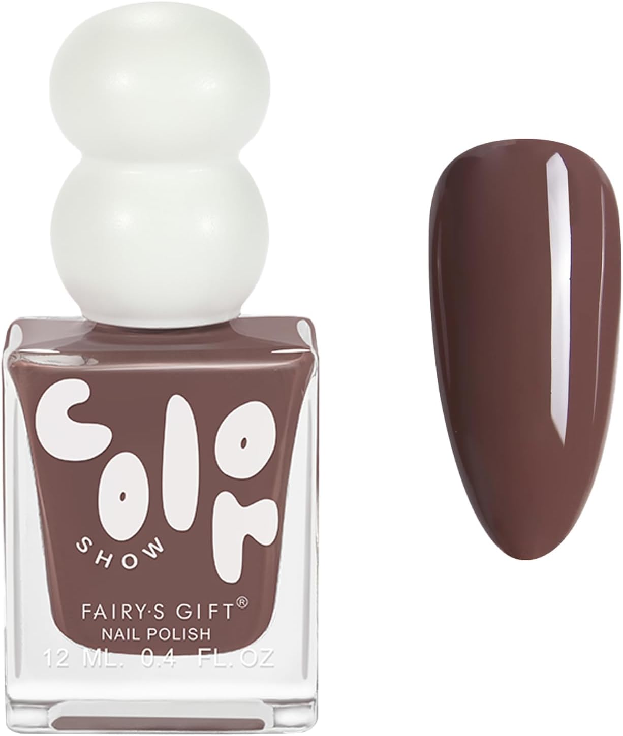 Brown Nail Polish - Dark Nude Nail Polish - Quick Dry & Long Lasting Neutral Brown Nail Varnish - High Glossy Water Based Chocolate Color Nail Varnish - No Need Cure for DIY Home Manicure