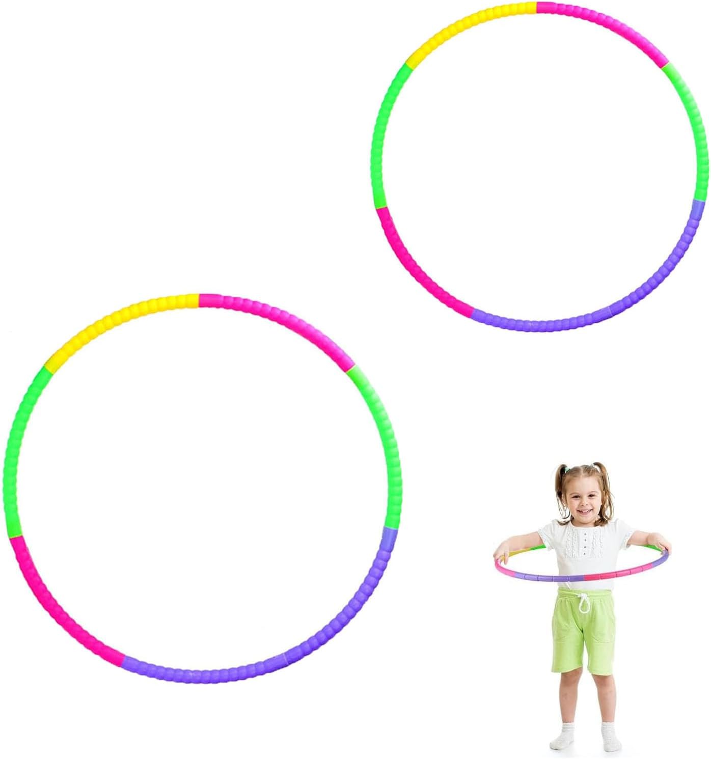 2Pcs Kids Hula Hoops - 8 & 6 Sections, Gymnastics & Sports Equipment