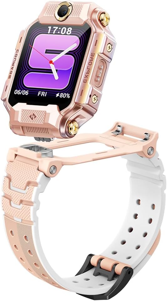 imoo Watch Phone X10 4G Kids Smart Watch with GPS Tracker & Dual Flip Cameras – IP68 Waterproof Smartwatch Phone for Kids Video Call, SOS, School Mode, and Mood Monitoring-Pink