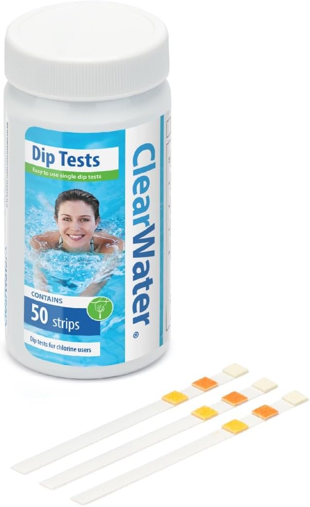 Clearwater Hot Tub, Pool and Spa Test Strips x 50-3 in 1 - Measures Chlorine, PH and Total Alkalinity
