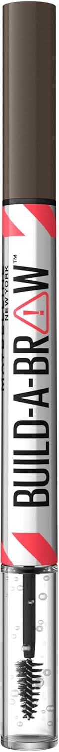Maybelline New York, Build A Brow: 2 in 1 Brow Pen + Sealing Gel, Real-looking, Fuller Brows, Waterproof, Sweat- & Smudge-resistant, 24H Wear, Vegan Formula, Shade 262: Black Brown