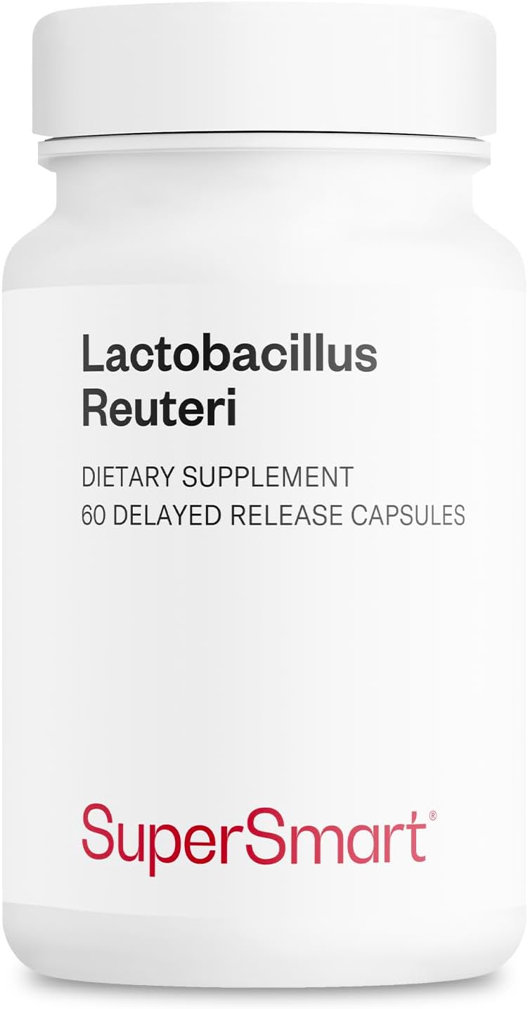Supersmart - Lactobacillus Reuteri 5 Billion CFU per Day - Probiotic Supplement | Non-GMO & Gluten Free - 60 DR Capsules