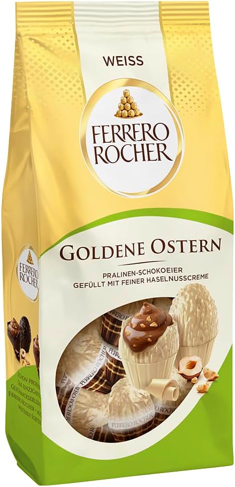 Ferrero Rocher Golden Easter Eggs White, Easter Gifts, Easter Sweets, Easter Egg Hunt for Kids, 90g