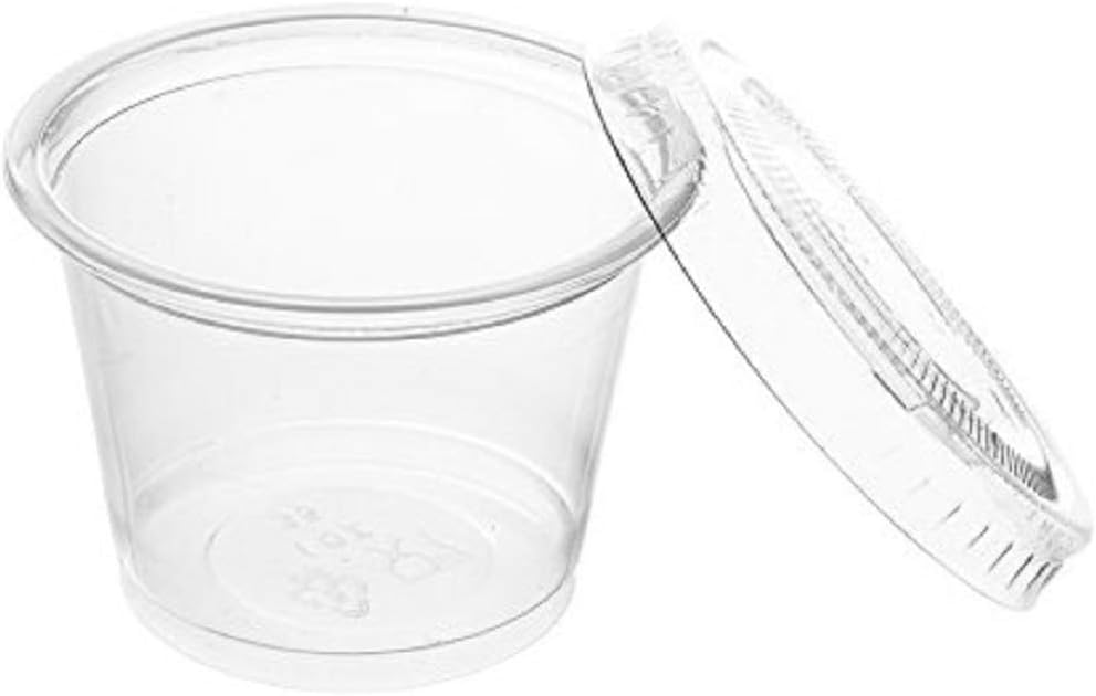 100 x Clear 30ml shot glass with clear lid .Vodka jelly cup