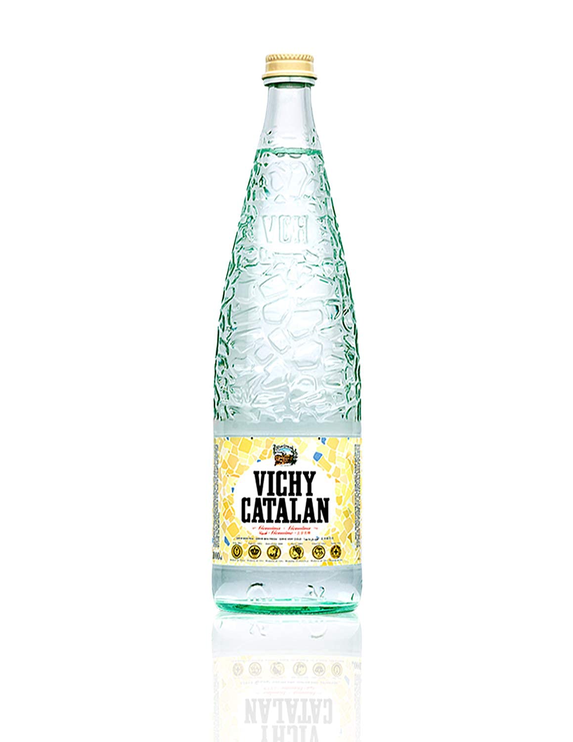 Vichy Catalan Genuine Sparkling Mineral Water, 33.8 Fl Oz (1 Liter) (Pack of 6)
