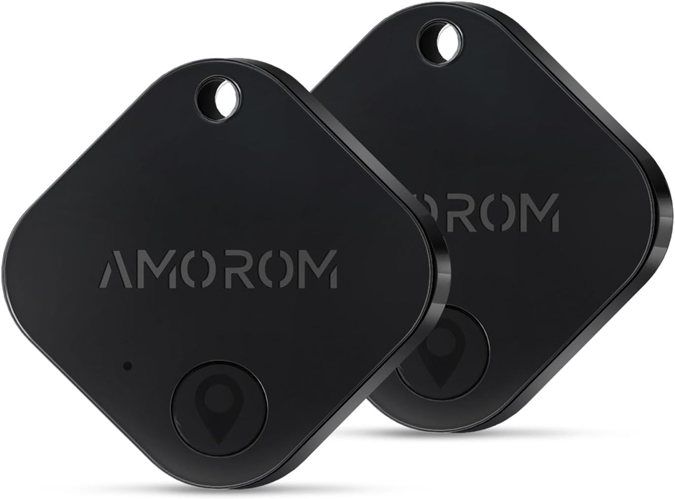 AMOROM Bluetooth Air Tracker Tag (2025 Upgrade Version) Work with iOS and Android Devices, Phone Finder, Find Nearby, Loud Sound, Replaceable Battery, for Keys/Wallet/Backpack (Black, 2 Pack)