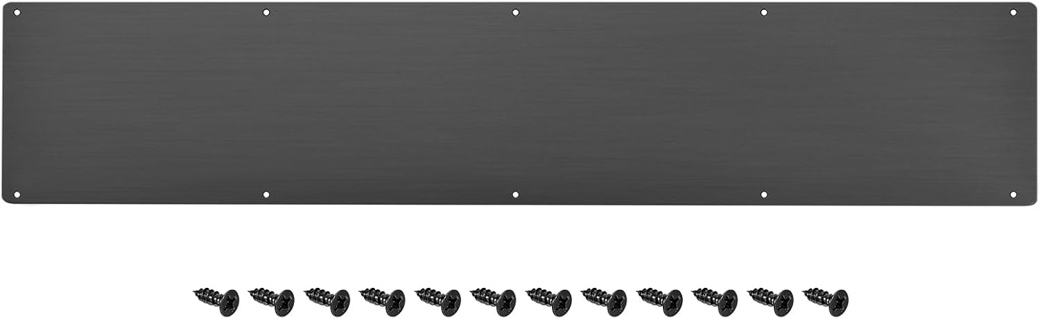 sourcing map Door Kick Plates, 6 x 30 Inches Aluminum Kick Plate Door Plate, 2 MM Thickness, for Exterior Front Door or Back Door, Black