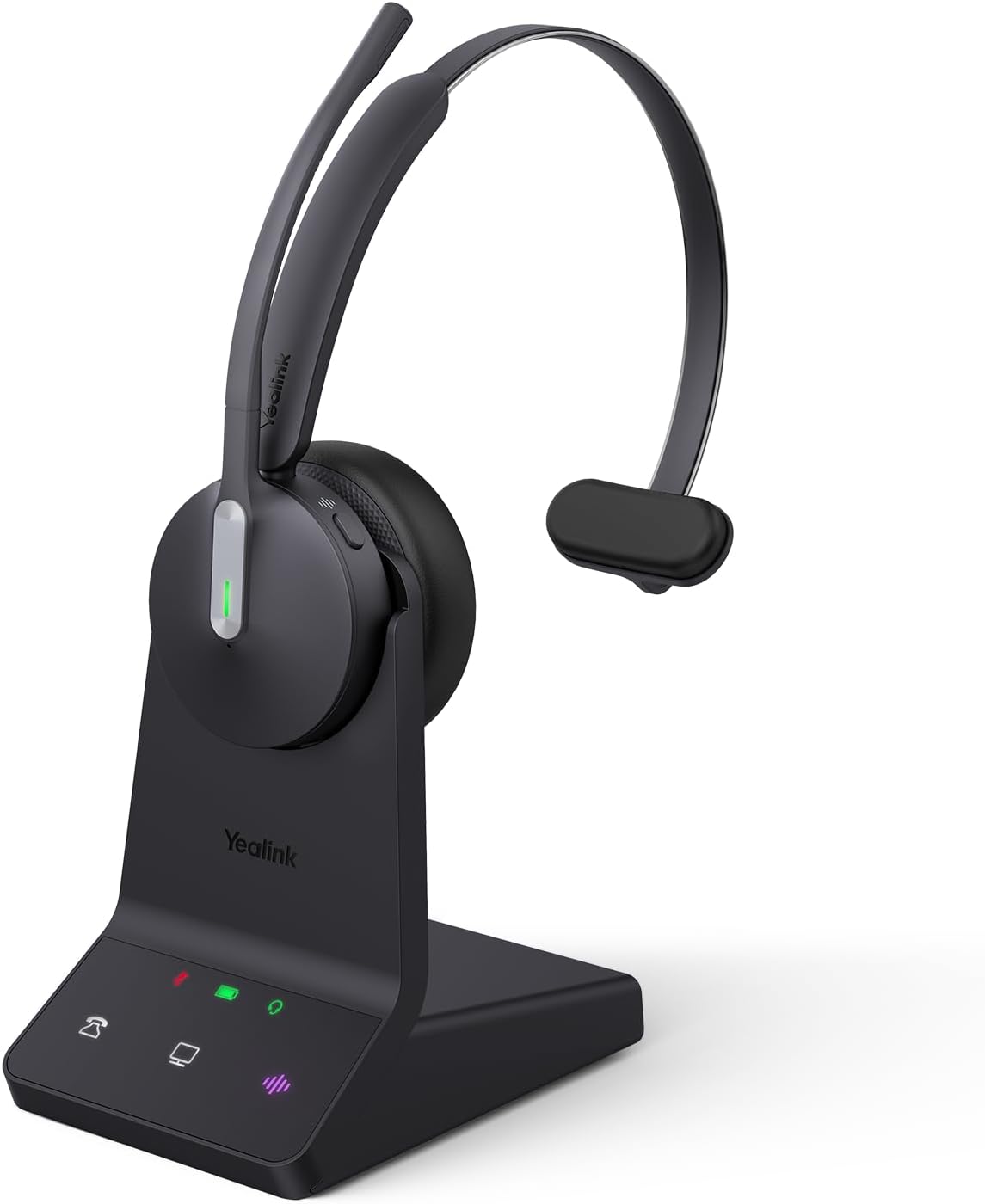 Yealink WH64 DECT & Bluetooth Mono UC Wireless Headset, 606ft Long Range Work Headphones, 3X Noise Cancelling Mic, 26H Calls,Ringtone, Office Single On Ear Headsets (Desk Phone,Laptop,PC,Cellphone)