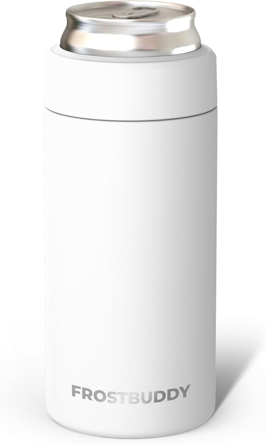 Frost Buddy Universal Mini Can Cooler – Fits 12oz Slim & 7.5oz Mini Cans – Vacuum Insulated Stainless Steel – Keeps Beverages Cold or Hot – Compact, Travel & Cup Holder Friendly