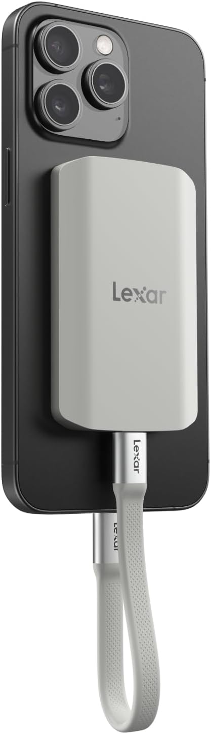 Lexar ES5 Portable SSD 2TB, USB 3.2 Gen2x2 up to 2000MB/s Read and Write, IP65, Magsafe External SSD Support Apple ProRes 4K (for iPhone 15/16 Pro) and Galaxy S25 8K, for Laptop, Liquid Silicon Build