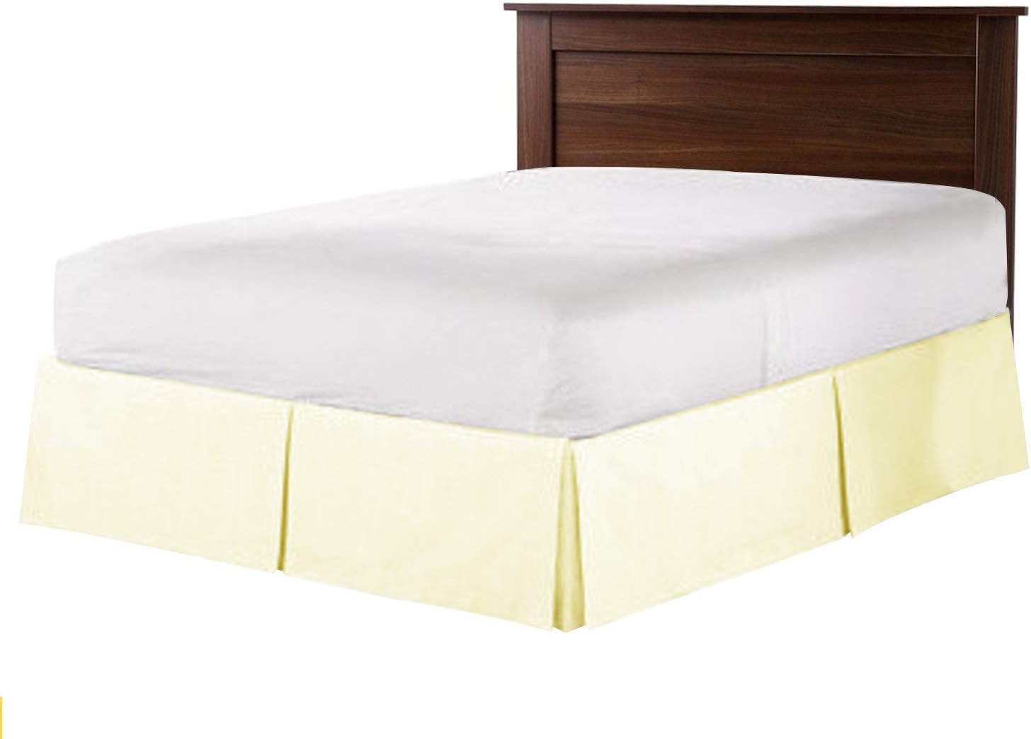 15 Inch Drop (Queen, Ivory) Bed Skirt with Box Pleats and Split Corners - Brushed Microfiber, Ships Within 24 Hours