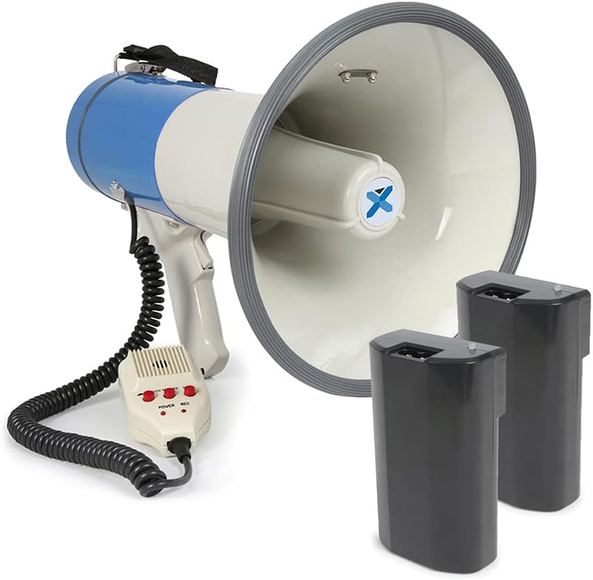 VONYX MEG065 65W Megaphone Loudhailer with Microphone, Powerful Bullhorn Ideal for Large Events, Alerts and Announcements, Includes 2x Batteries
