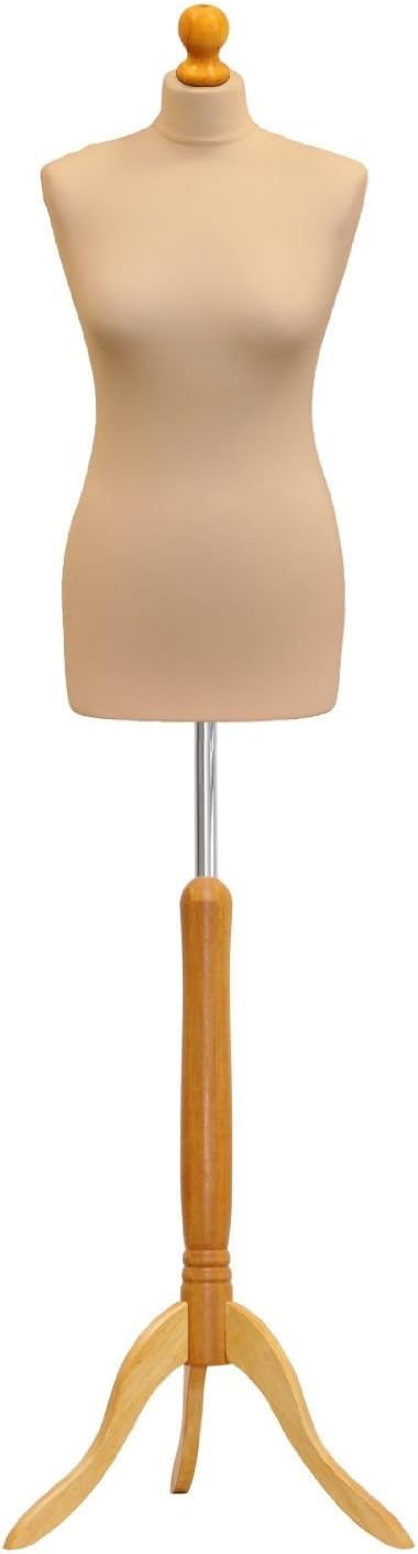 Female Tailors Dummy Cream Size 10/12 Dressmakers Fashion Students Mannequin Display Bust With A Light Wood Base