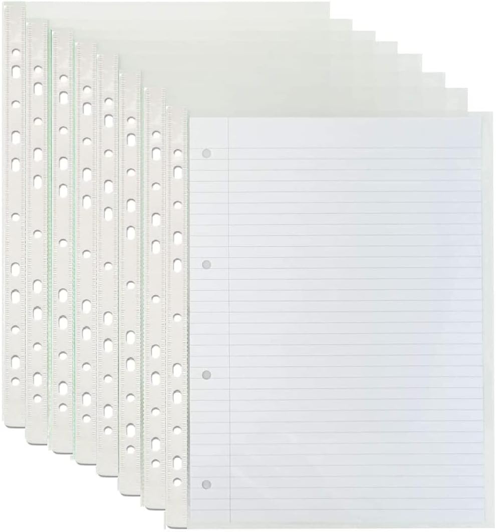 50 A4 Plastic Value Punched Punch Pockets 10-15 Sheets 30 Micron for Folders Filing Wallets Sleeves