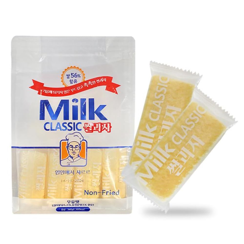 Korean Milk Classic Rice Snack 240g (8.47 oz) / 0.35 oz x 24 Packs, Melt In the Mouth, Milk Flavor