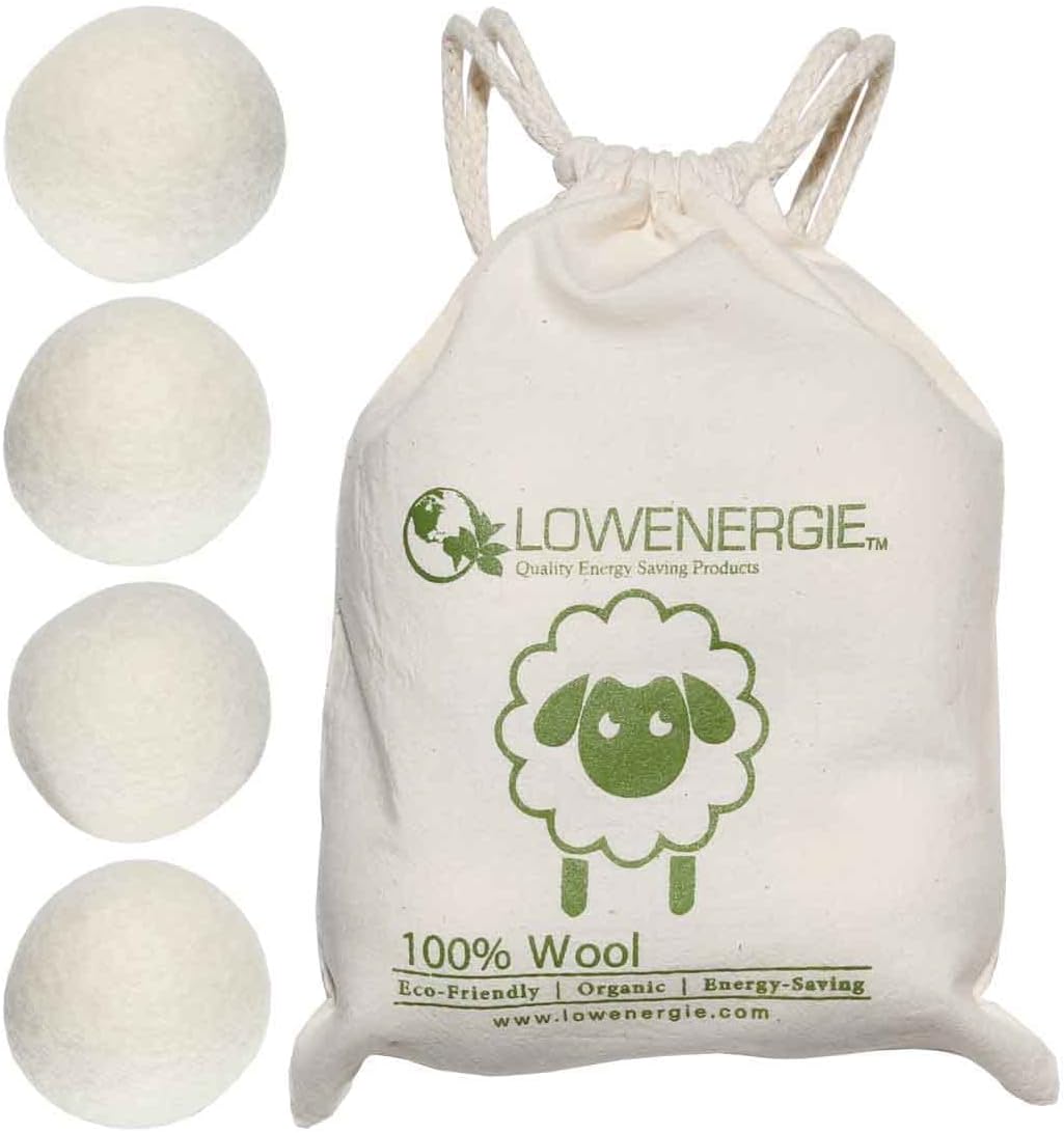 Wool Dryer Balls XL Fragrance Free Eco Friendly Tumble Dryer Clothes Softener (4 Pack)