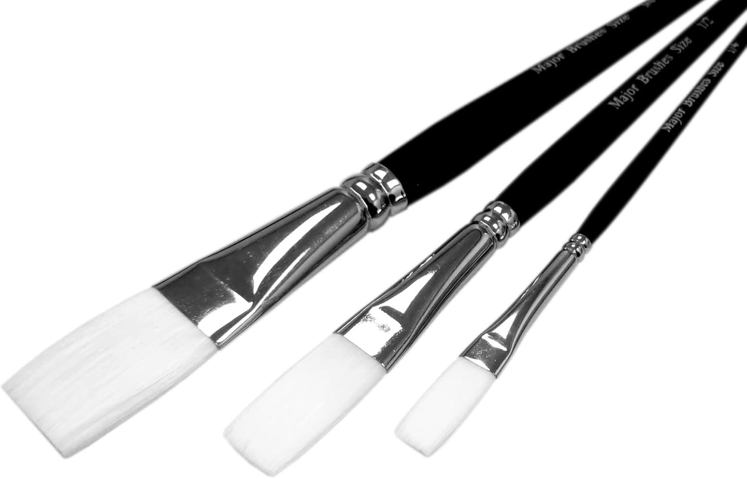 Major Brushes Synthetic Sable Flat Tip Paint Brushes - 3 Pack