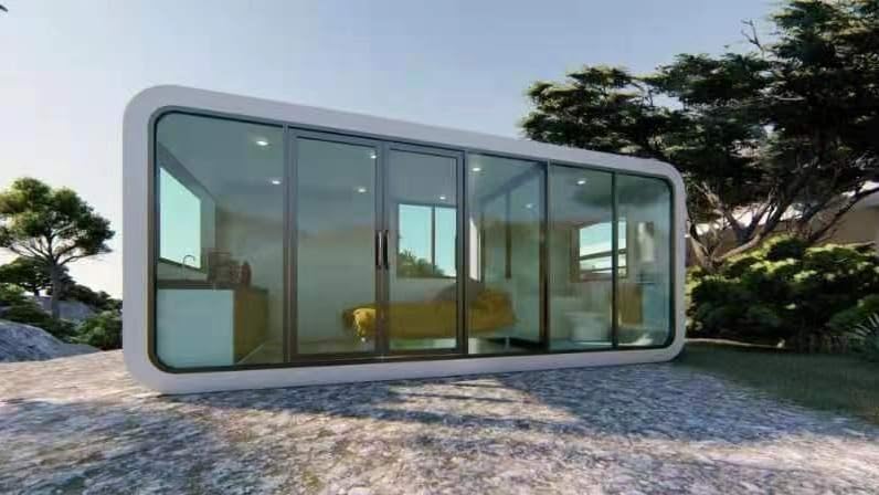 Gearonic Modular Prefab Cabin House, Tiny Modular Cabin with Steel Frame, Pre-Installed Electrical Systems, Sound Insulation, Easy Assembly, Ideal for Home, Office, Hotel, Shops(L19*W7.38*H8.03FT)