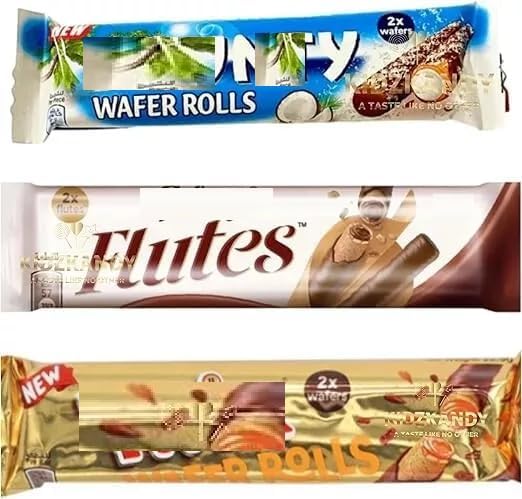 Kidzkandy-Gallaaxy-Boounty-Twwiix-Flutes – A Delicious Chocolate-Filled Wafer Sticks Mix 12 Bars Chocolate Hamper Box– Perfect Snack for Chocolate Lovers! Chocolate Hamper