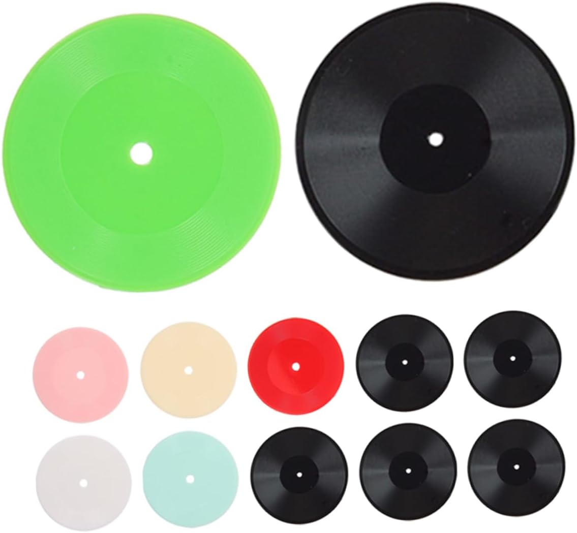 VICASKY 12pcs Dollhouse Music Accessories Miniature Turntable Records Vintage Doll House Decor Fake Vinyl Records for Collectors