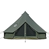 Cotton Canvas Bell Tent with Stove Jack, Roomy Yurt Tent for Family Glamping Camping, 4 Season Tent with Zipped Removable Floor