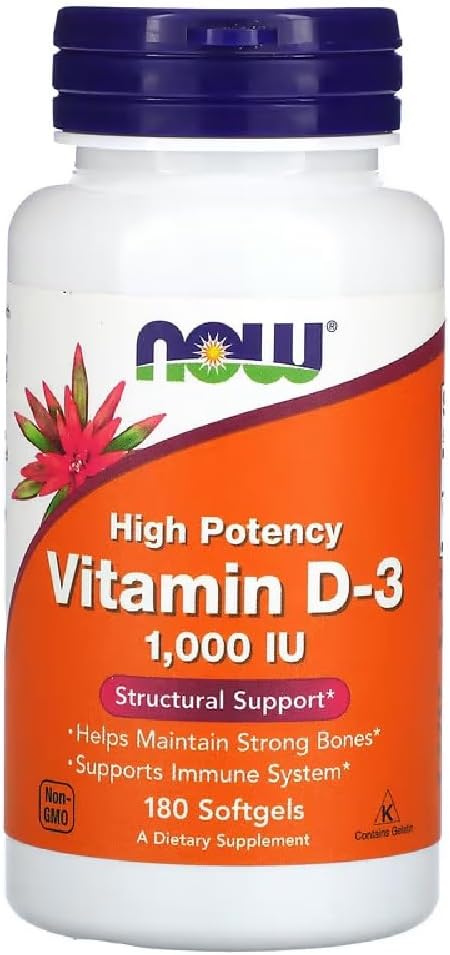 Now Foods – Vitamin D-3 1000 IU | Immune & Bone Health Support – 180 Softgels
