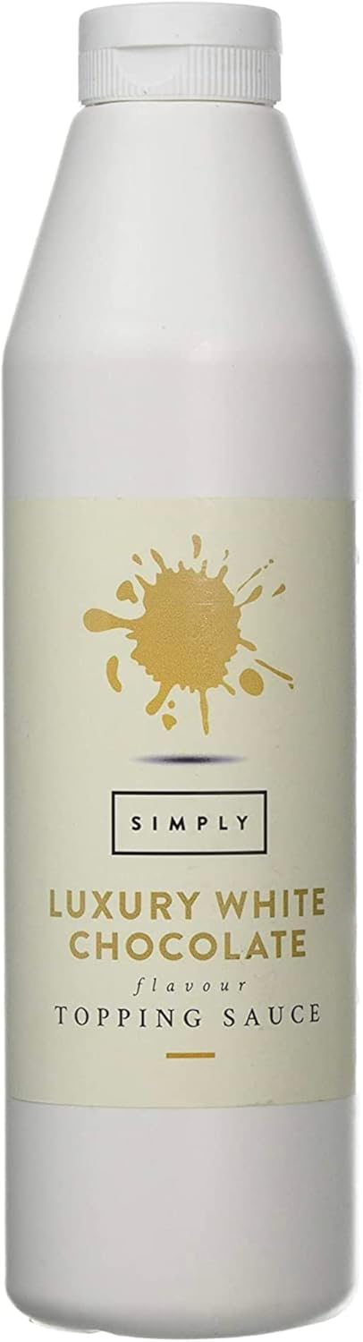 Simply Luxury White Chocolate Topping Sauce, Ready to Use Dessert Sauce for Ice Cream, Waffles, Pancakes, Coffee & Milkshakes (1 kg)