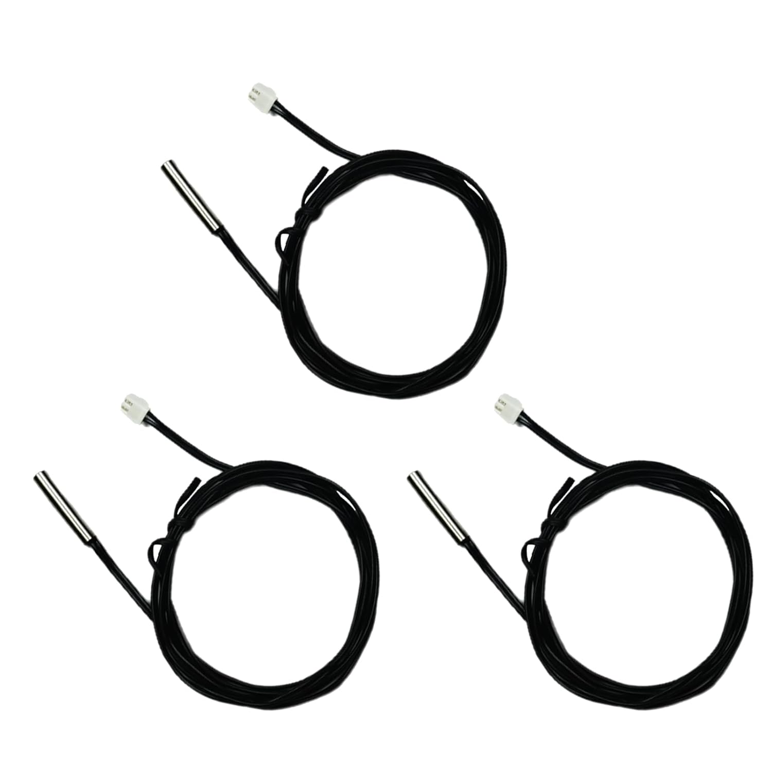 10K Temperature Sensor Probe, 3pcs 1 Meter Waterproof Temp Sensor Probe, Stainless Steel 3950 NTC Thermistor Sensor Probe, Digital Temp Transmitter Extension Cable