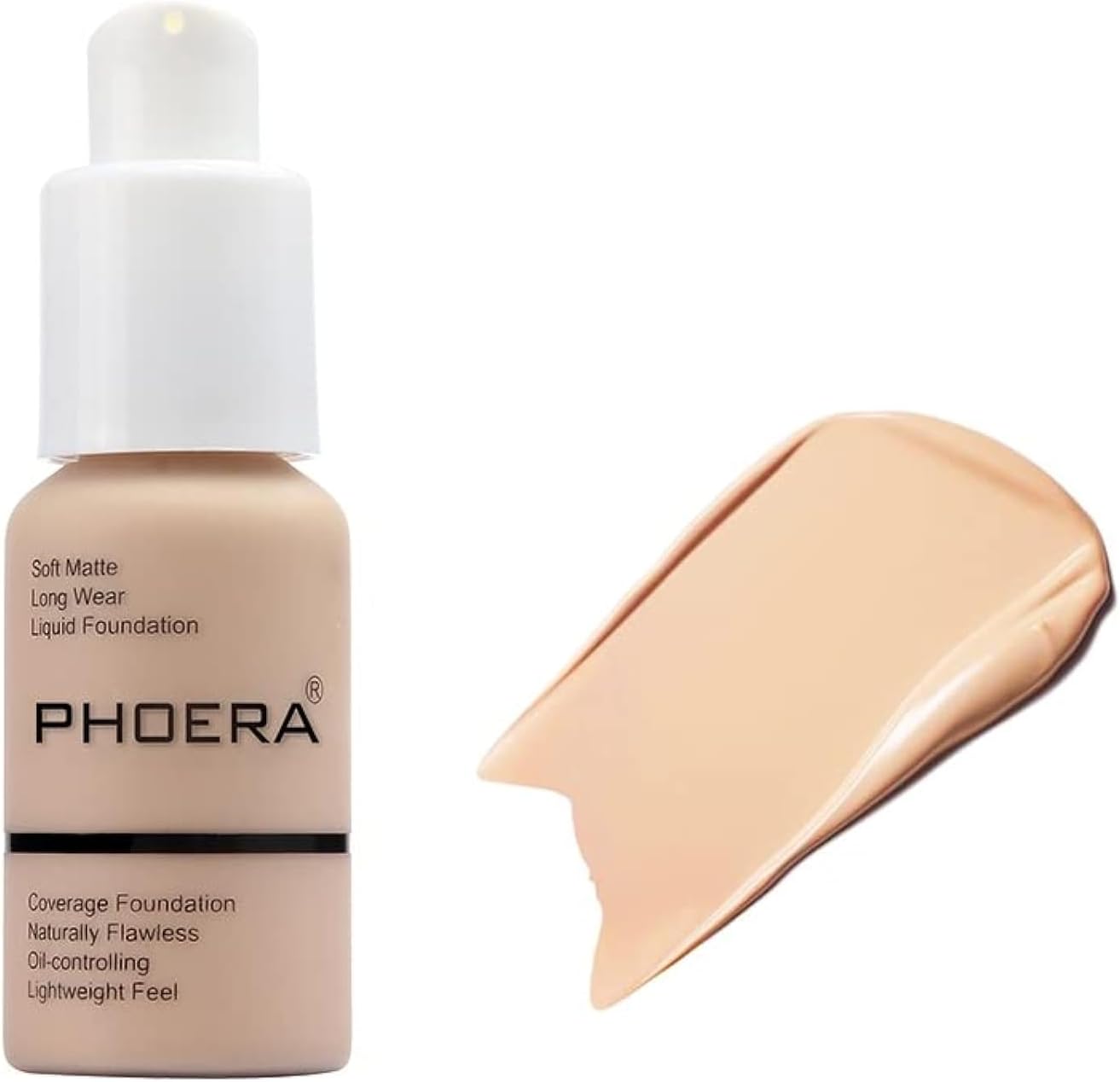 ABRUS® - Phoera Foundation Makeup, Full Coverage, Soft Matte Oil Control Concealer, Liquid Foundation, Long Lasting 24HR Waterproof and Blendable 30ml (102 Nude)