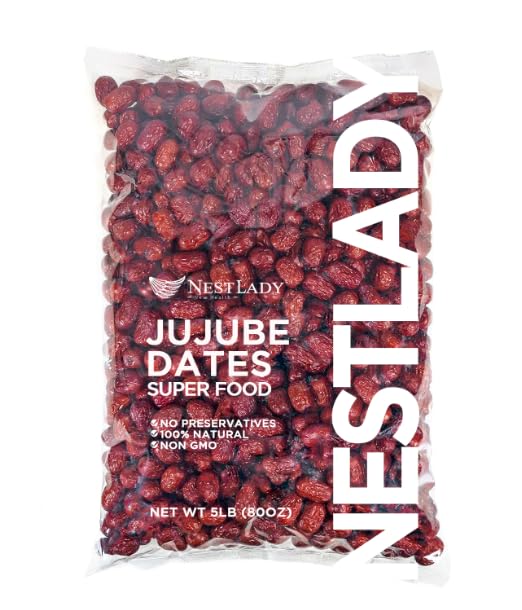 NESTLADY Premium Jujube Date, Red Date,5LB/2270g Jumbo Value Pack,100% Natural, Health Snack, Dried Fruit, Sweet and Chewy