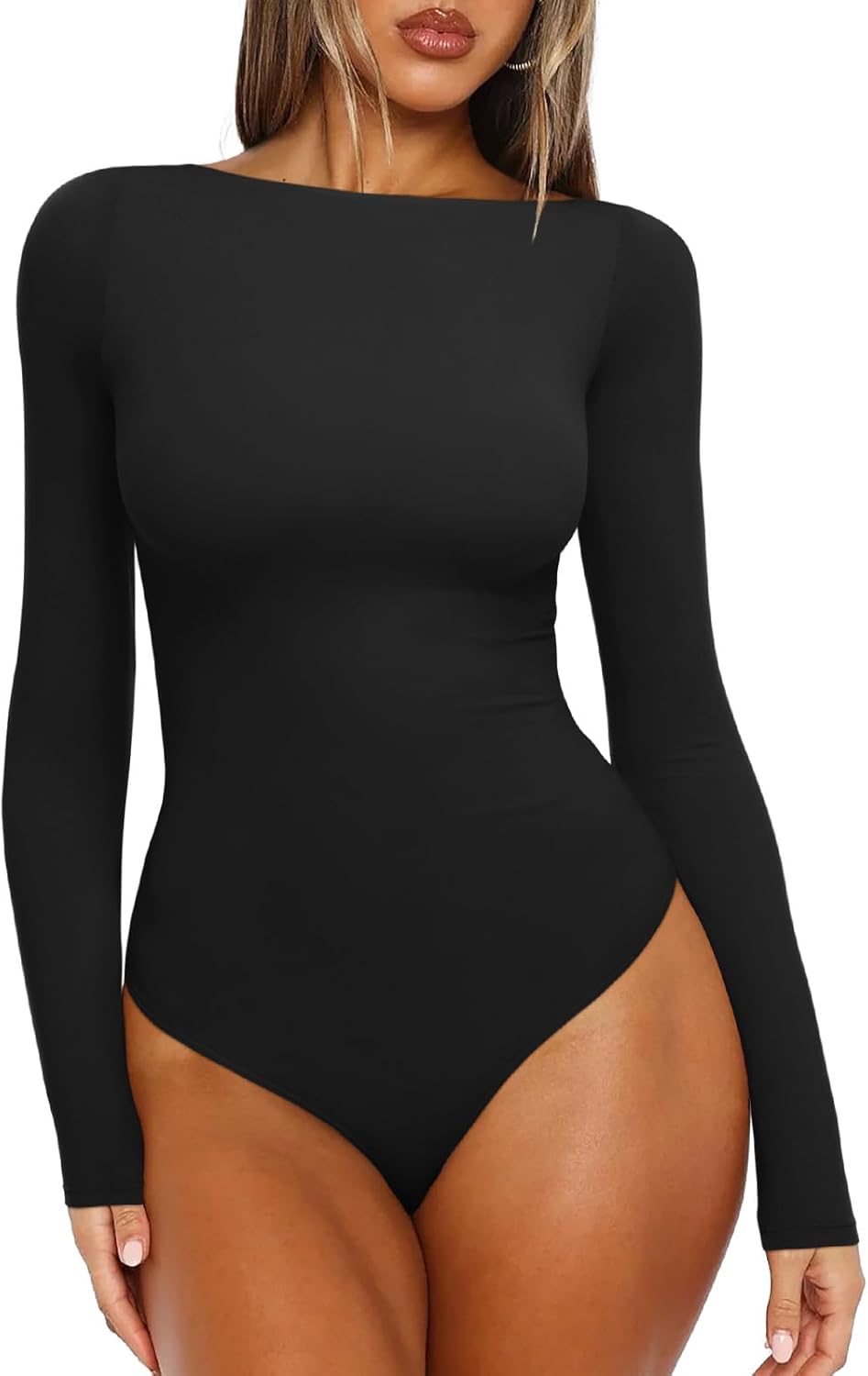 REORIA Women's Boat Neck Long Sleeve Bodysuit Basic Going Out Body Suits Tops 2025
