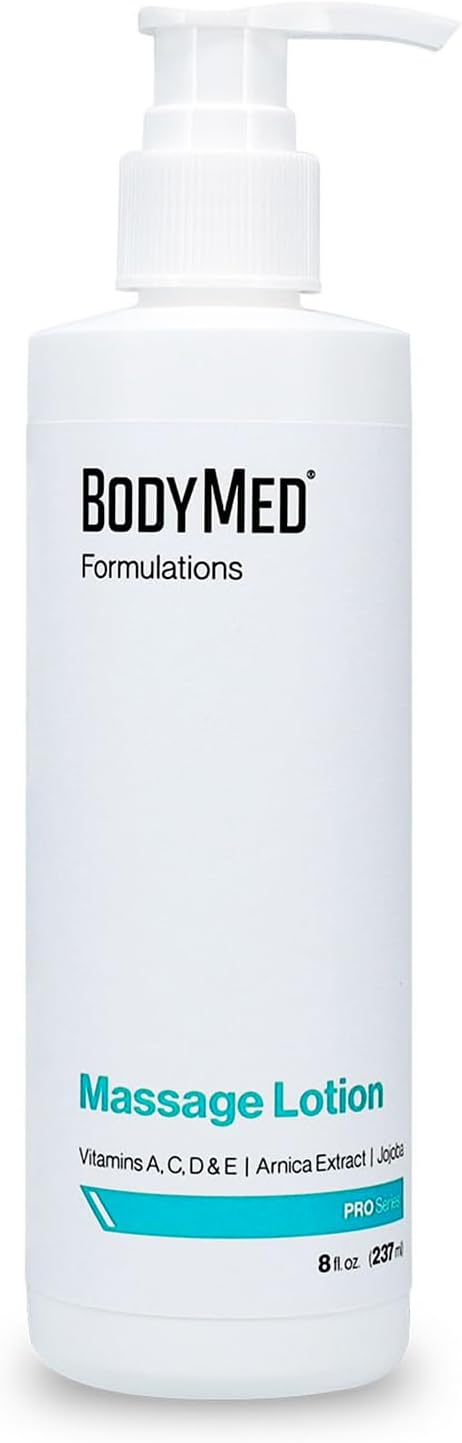 BodyMed Formulations Massage Lotion, 8 oz. – Fragrance-Free, All-Natural Lotion for Massage Therapy – Leaping Bunny Certified – with Arnica Extract & Jojoba – Non-Staining, & Paraben Free