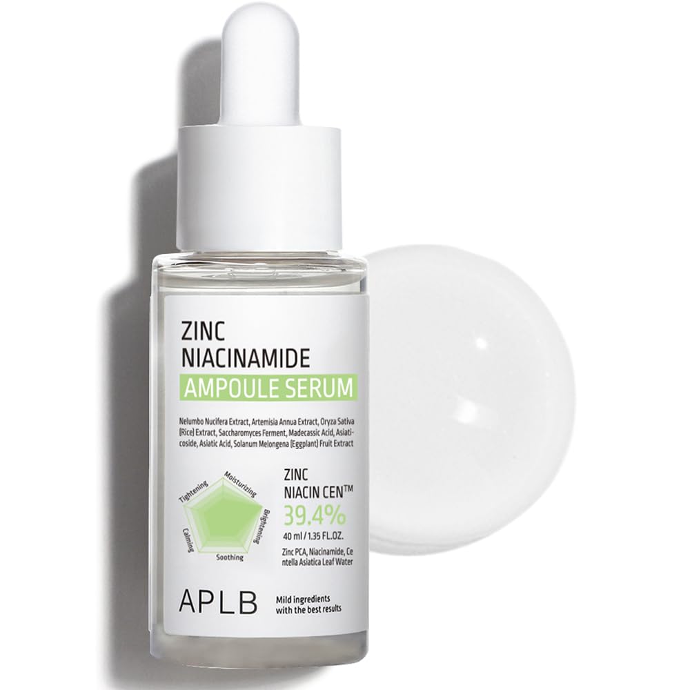 APLB Zinc Niacinamide Ampoule Serum | ZINC NIACIN CEN™ 39.4% 1.35 FL.OZ/Korean Skincare, Acne care, Pore care, Wrinkle care, Revitalize for gentle and improve skin texture